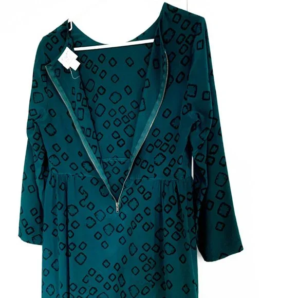 urban outfitters long sleeve 100% silk teal dress - Picture 7 of 10